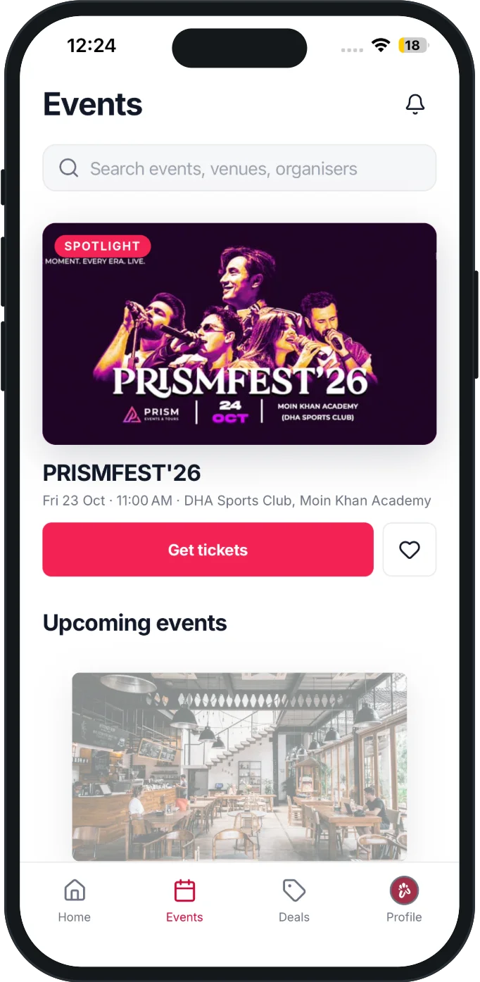 Events and tickets in the app