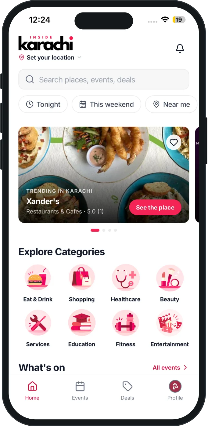 Inside Karachi app home screen
